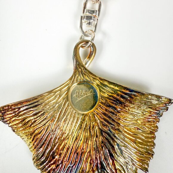 Michael Aram Gingko Leaf Keychain Silver-Tone Keyring - Picture 2 of 3